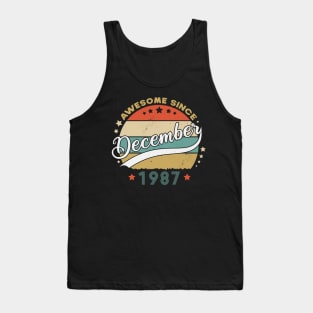 Awesome Since December 1987 Birthday Retro Sunset Vintage Tank Top